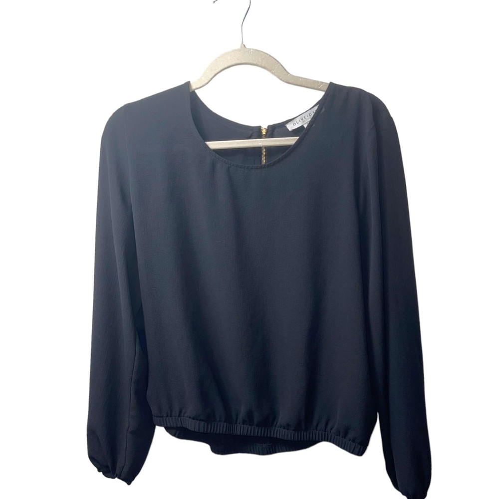 Olive & Oak plain black long sleeves blouse size large